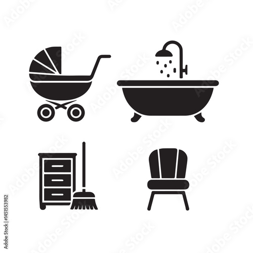 bathroom equipment set silhouette
