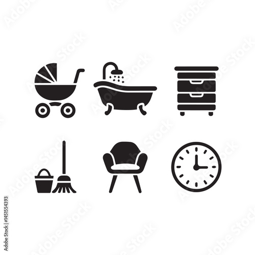 set of bathroom accessories silhouette