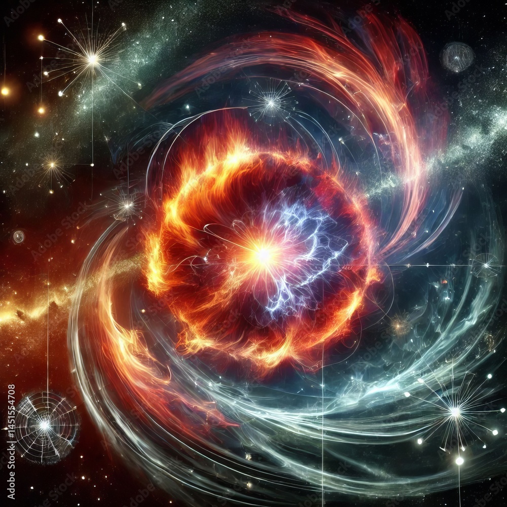 Fototapeta premium Space magnetic fields and particles