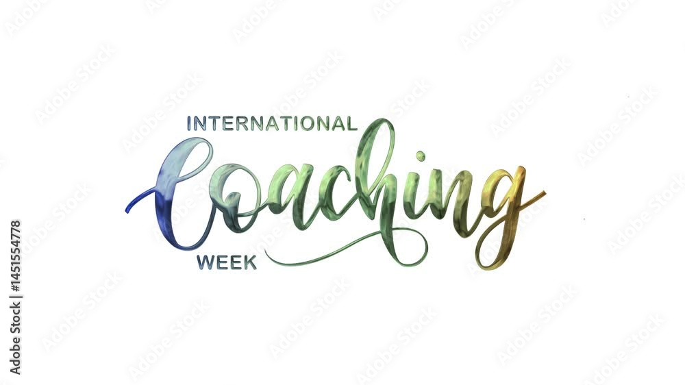 International coaching week text animation. Suitable for promotional graphics, social media posts, website banners, coaching event invitations, and online advertisements.