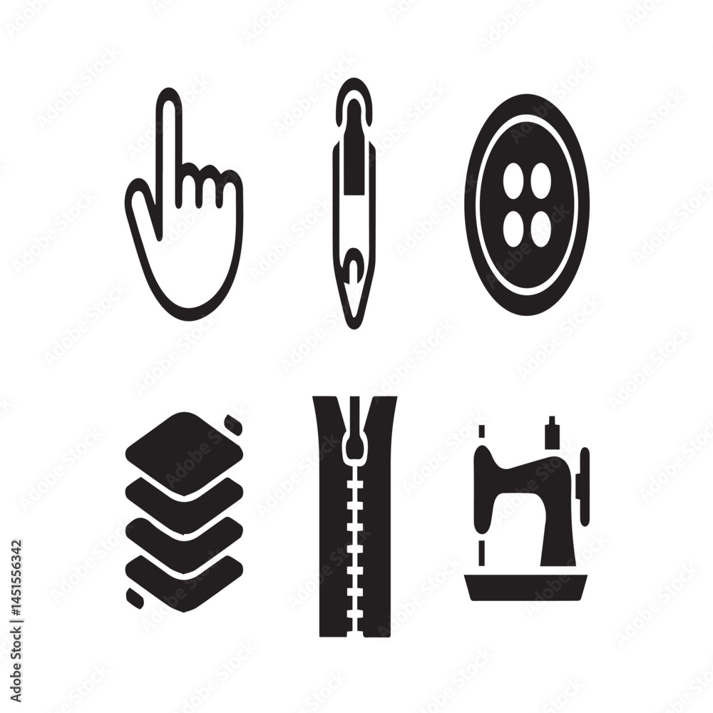Fototapeta premium set of sewing accessories silhouette