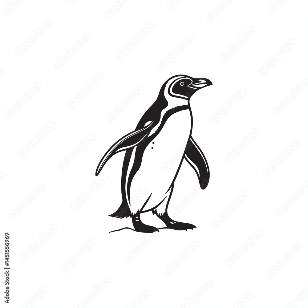 Obraz premium Penguin Silhouette Clipart, Black Penguin Outline on White Background