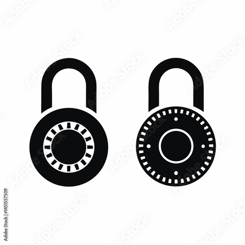 Dial Security Lock icon silhouette vector illustration
