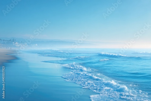 Wallpaper Mural serene coastal scene with blurred silhouettes of people in background Torontodigital.ca