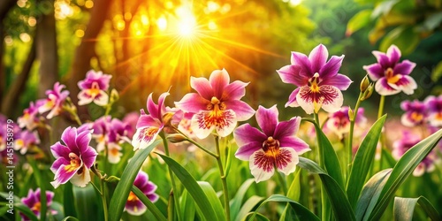 Sunset Woodland Orchid Bloom: Vibrant Miltonia Orchid Photography