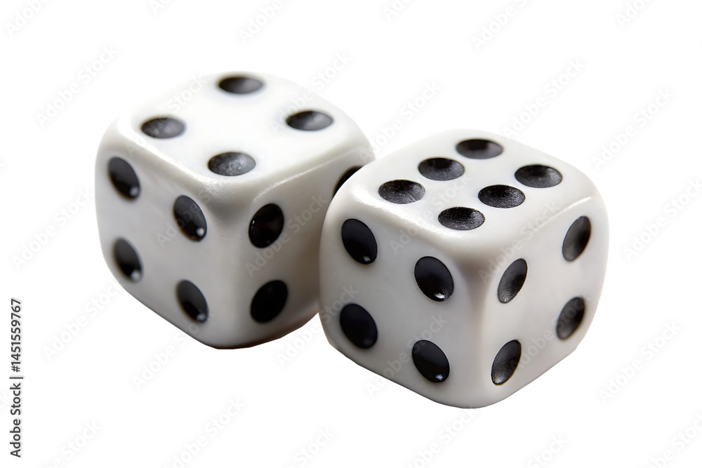 two dices with black dots isolated on white background PNG two dices with black dots isolated on white background PNG