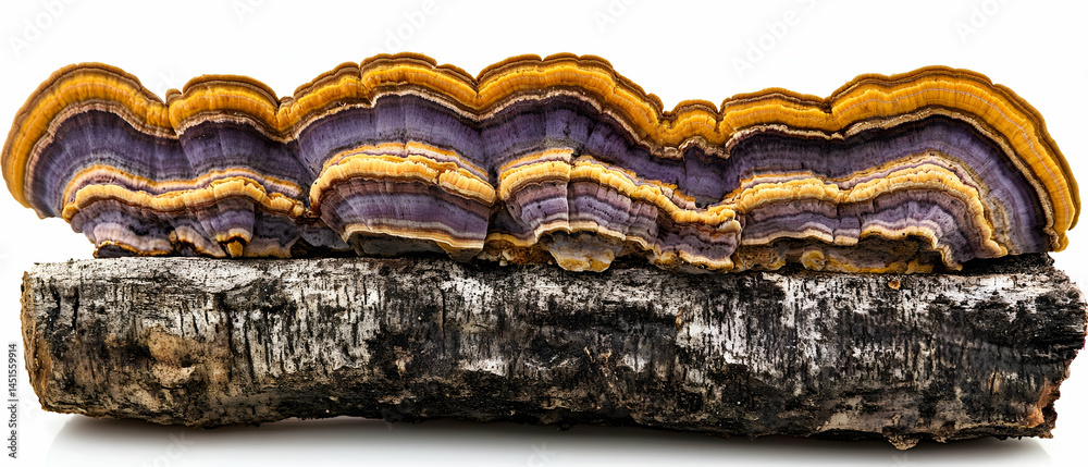 Colorful fungus on wood, nature, macro