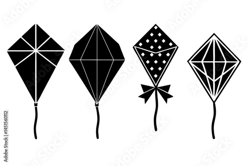 set of Kite silhouette vector illustration