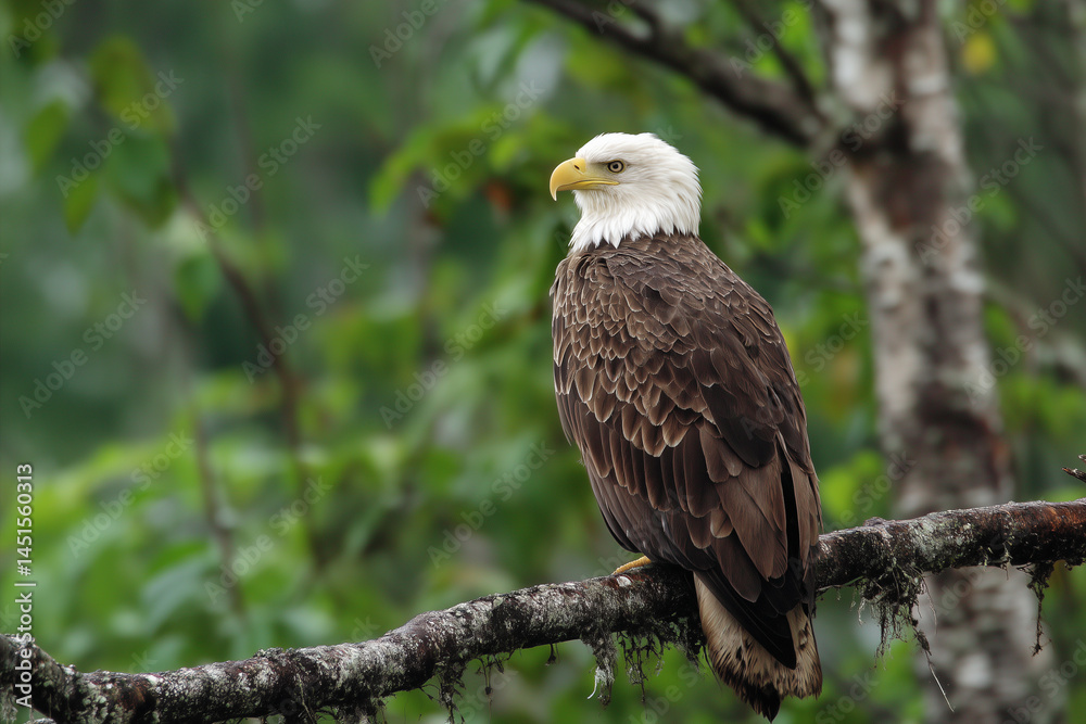 A bald eagle perched on a tree branch A bald eagle perched on a tree branch