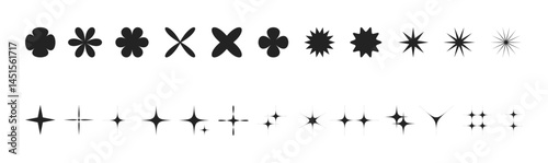 y2k abstract minimal star flower vector set collection Bauhaus style