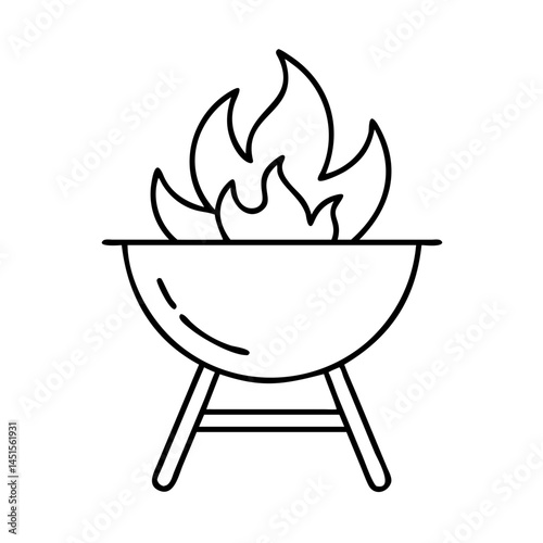 bbq flame icon, bbq flame line art - simple line art of bbq flame, perfect for bbq flame logos and icons
