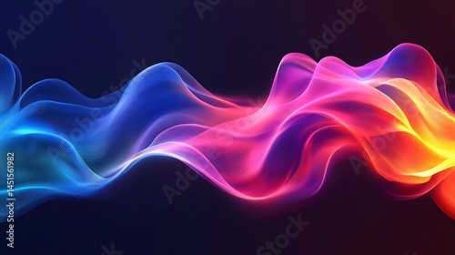 Abstract Colorful Flowing Waves Digital Art Background Design red pink blue glow data lines light   