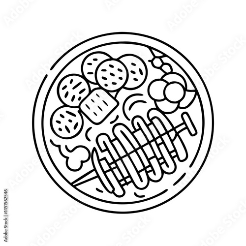 bbq platter icon, bbq platter line art - simple line art of bbq platter, perfect for bbq platter logos and icons