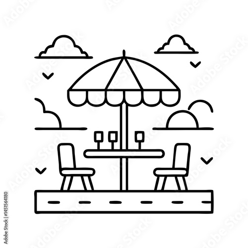 beachside caf icon, beachside caf line art - simple line art of beachside caf, perfect for beachside caf logos and icons