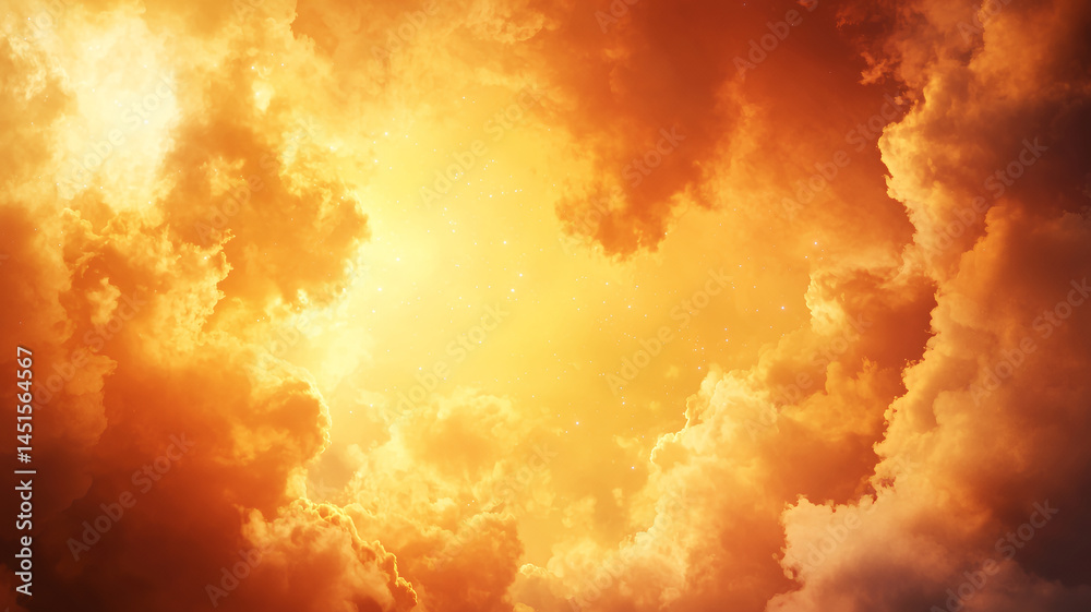 Fototapeta premium vibrant sky filled with dramatic clouds illuminated by warm golden light creates stunning atmosphere