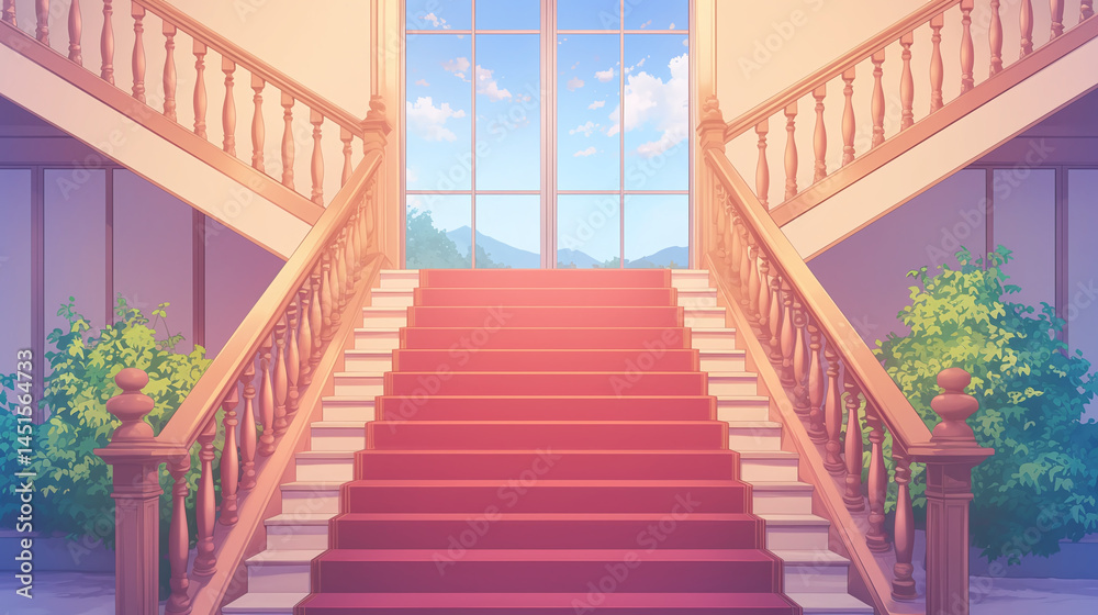 Fototapeta premium Grand Staircase of a Luxurious Mansion