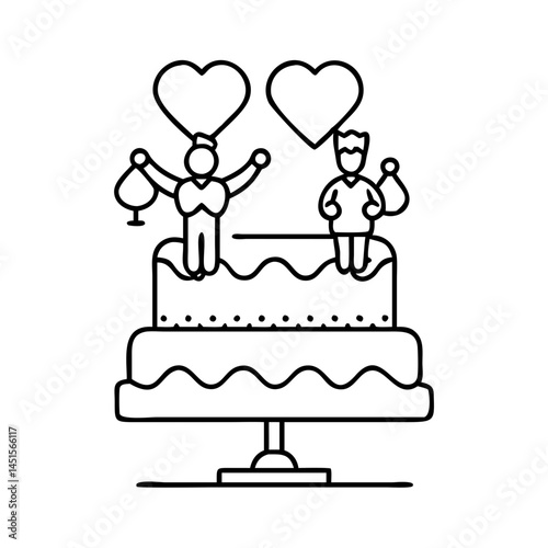 cake topper icon, cake topper line art - simple line art of cake topper, perfect for cake topper logos and icons