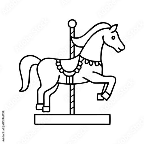 carousel horse icon, carousel horse line art - simple line art of carousel horse, perfect for carousel horse logos and icons