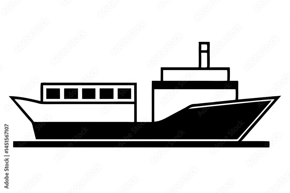 Freight Ship icon silhouette vector illustration Freight Ship icon silhouette vector illustration