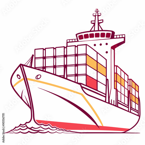 Freight Ship silhouette vector illustration