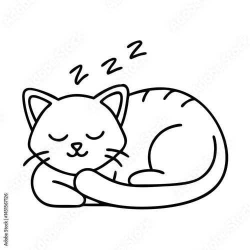 cat napping icon, cat napping line art - simple line art of cat napping, perfect for cat napping logos and icons