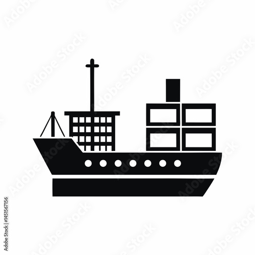 Freight Ship icon silhouette vector illustration