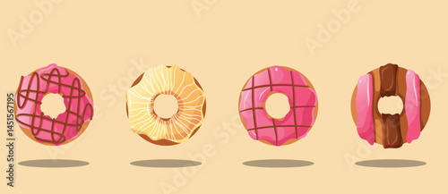 illustration of donuts with various flavors