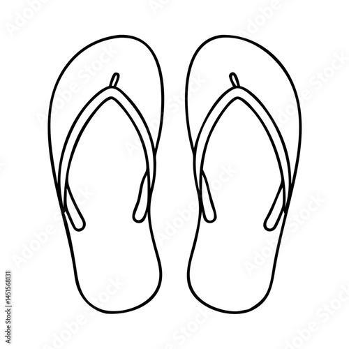 flip flops icon, flip flops line art - simple line art of flip flops, perfect for flip flops logos and icons