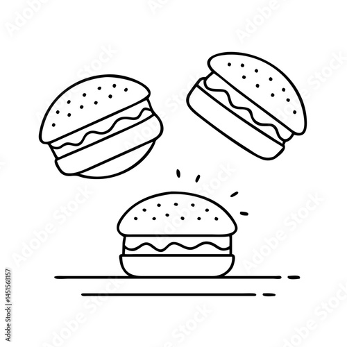 Fotografie flipping burgers icon, flipping burgers line art - simple line art of flipping b