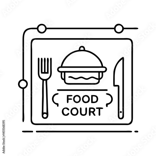 food court sign icon, food court sign line art - simple line art of food court sign, perfect for food court sign logos and icons