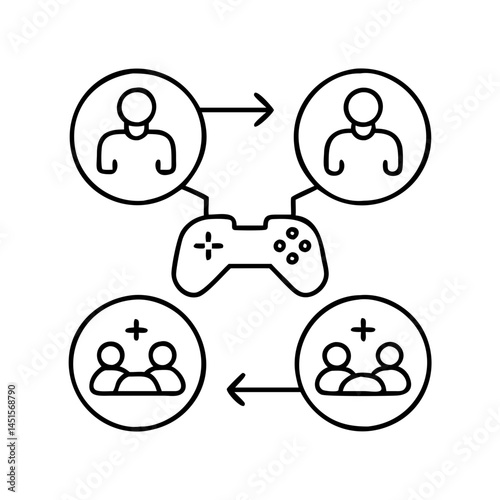 multiplayer icon, multiplayer line art - simple line art of multiplayer, perfect for multiplayer logos and icons