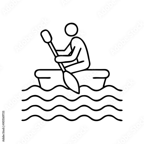 paddling in water icon, paddling in water line art - simple line art of paddling in water, perfect for paddling in water logos and icons
