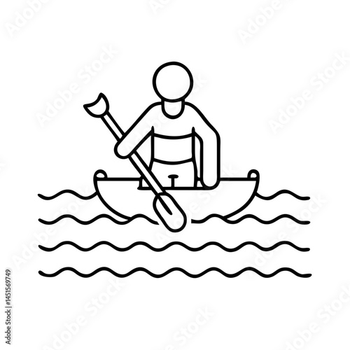 paddling in water icon, paddling in water line art - simple line art of paddling in water, perfect for paddling in water logos and icons