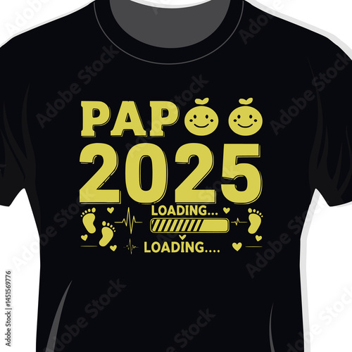 Annonce Grossesse Papa Stickers Dad 2025 Loading Father Typography For T-Shirt Design Papa T Shirt Amazon royalty-free images