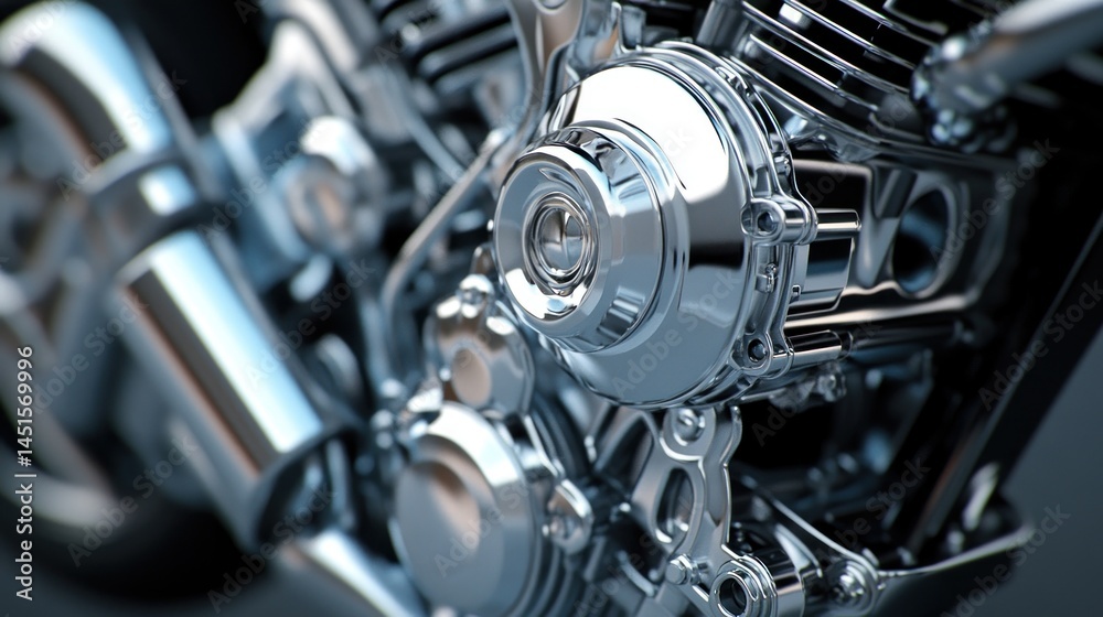 Obraz premium Detailed close-up view of a motorcycle engine