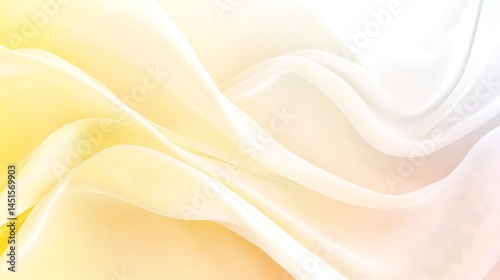 Elegant Pastel Yellow White Silk Fabric Texture Background Soft Draped Waves Design fold light sheer