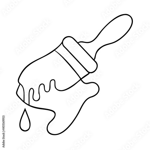paintbrush dipped in blue paint icon, paintbrush dipped in blue paint line art - simple line art of paintbrush dipped in blue paint, perfect for paintbrush dipped in blue paint logos and icons