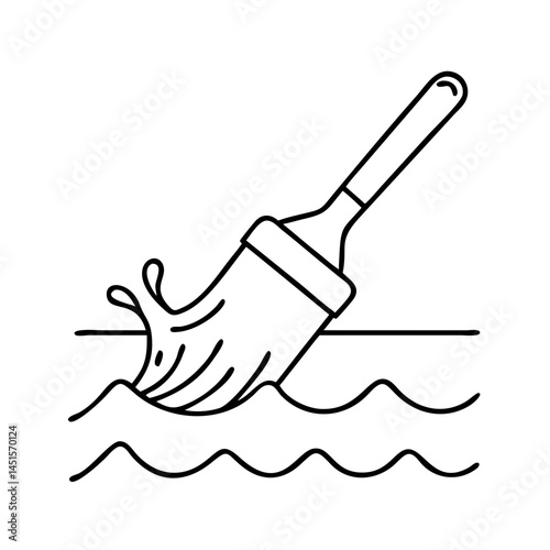 paintbrush rinsing in water icon, paintbrush rinsing in water line art - simple line art of paintbrush rinsing in water, perfect for paintbrush rinsing in water logos and icons