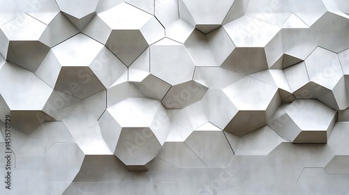Abstract Geometric White Concrete Wall Panel Texture Design 3D Art Grey Stone Clean Urban Lines     