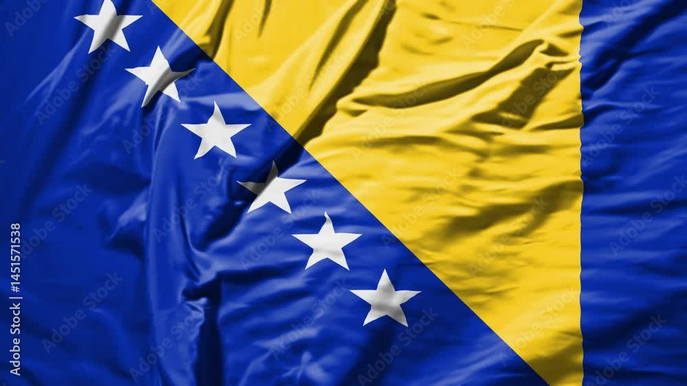 bosnia and herzegovina waving flag – realistic cloth animation