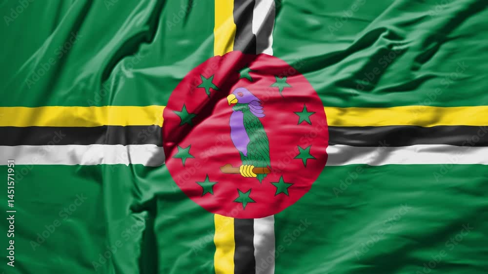 dominica waving flag – realistic cloth animation