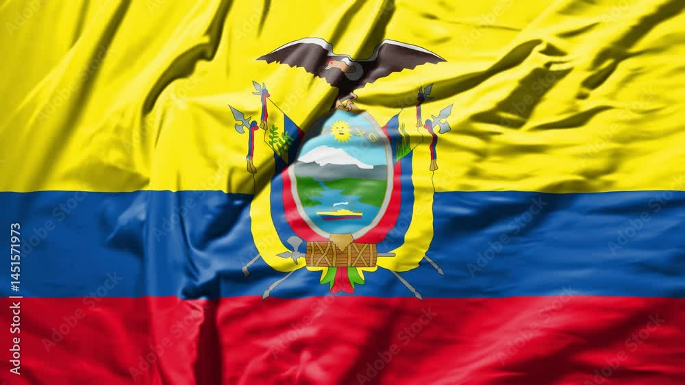ecuador waving flag – realistic cloth animation