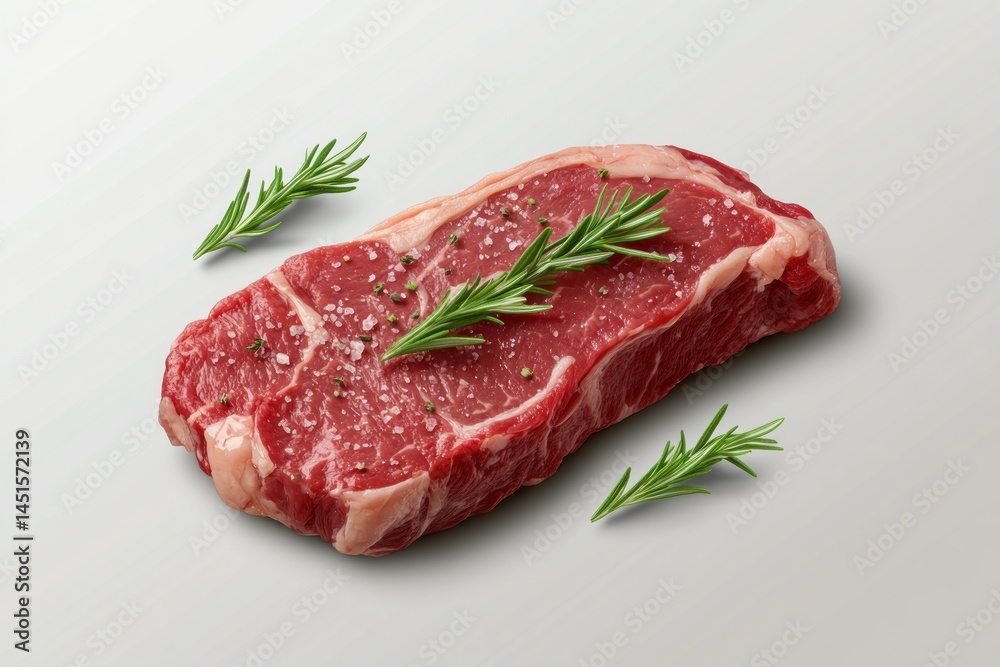 Raw steak with rosemary sprig, isolated on transparent background Raw steak with rosemary sprig, isolated on transparent background