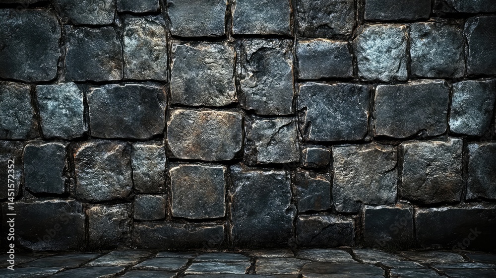 Obraz premium Dark, aged stone wall, a textured backdrop.