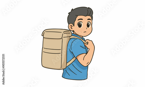 cute courier with delivery bag cartoon illustration