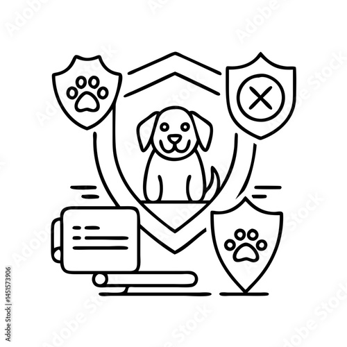pet insurance icon, pet insurance line art - simple line art of pet insurance, perfect for pet insurance logos and icons
