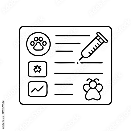 pet vaccination card icon, pet vaccination card line art - simple line art of pet vaccination card, perfect for pet vaccination card logos and icons
