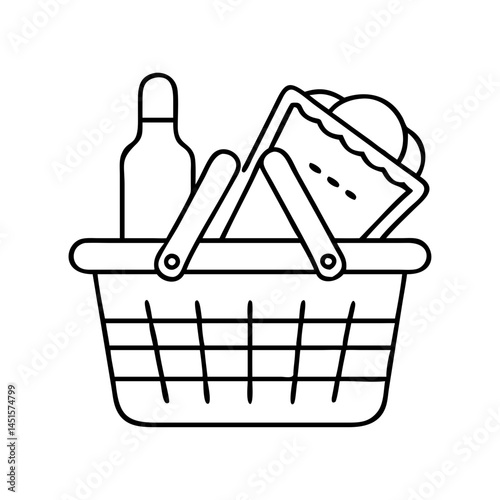 picnic basket icon, picnic basket line art - simple line art of picnic basket, perfect for picnic basket logos and icons