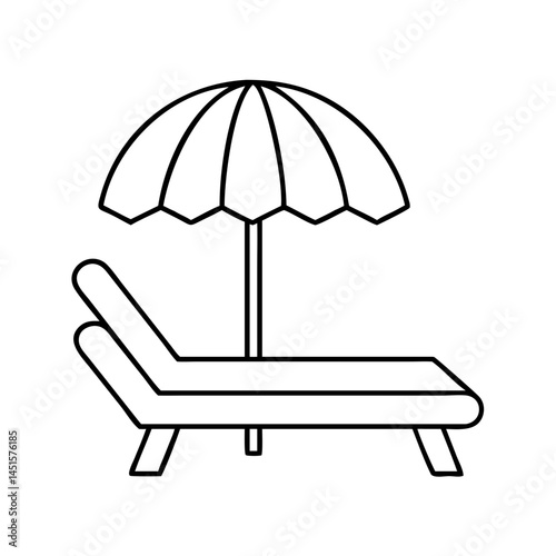 poolside lounge chair icon, poolside lounge chair line art - simple line art of poolside lounge chair, perfect for poolside lounge chair logos and icons