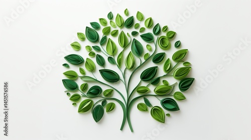 A recycling icon crafted from green leaves on a soft light backdrop, illustrating non-waste production and eco-conscious practices.